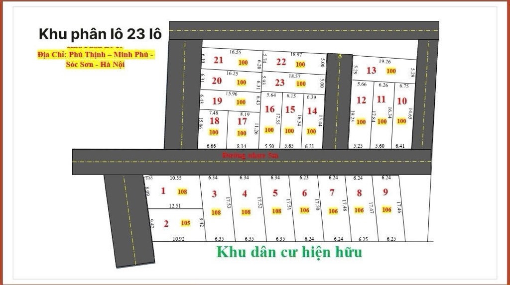 Bán đất 100m² ngang 5m giá 2.1 tỷ Xã Kim Anh