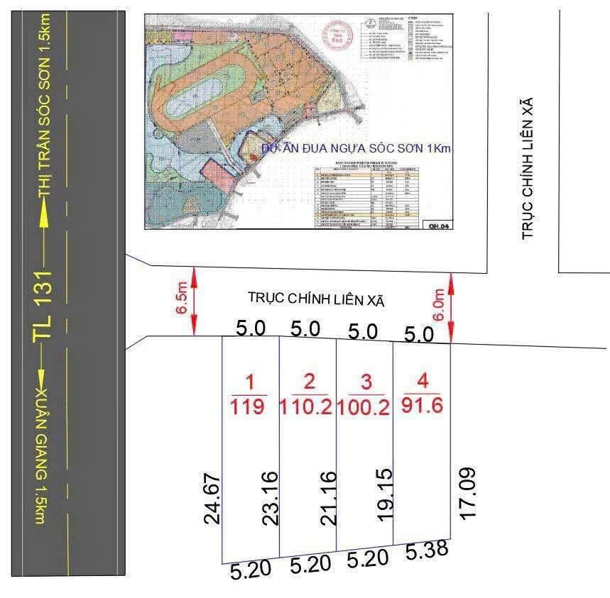 Bán đất 119m² ngang 5m giá 3.5 tỷ Xã Sóc Sơn