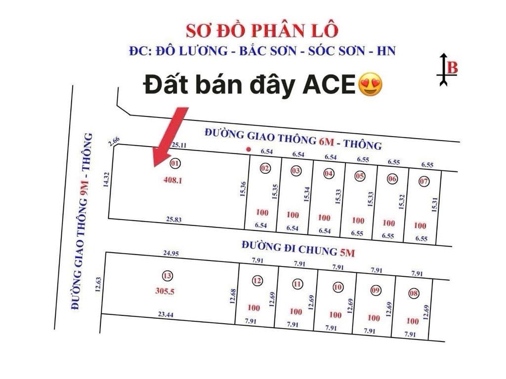 Bán đất 408m² ngang 14m giá 4.5 tỷ Xã Trung Giã