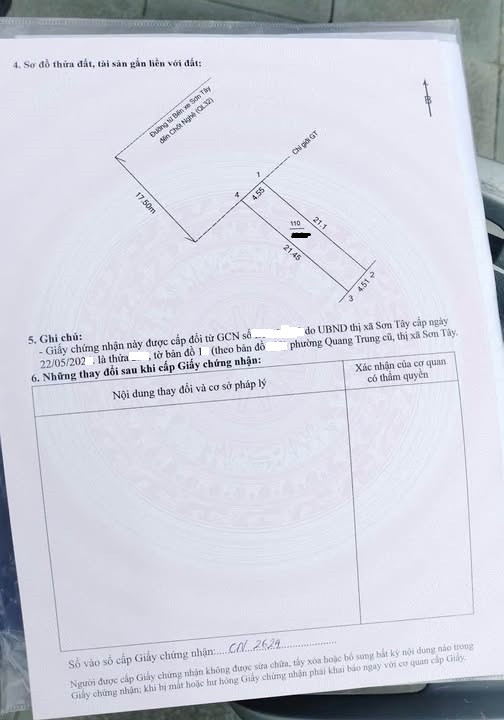 Mặt Phố chùa Thông Phường Sơn Tây 96,3m full  thổ cư