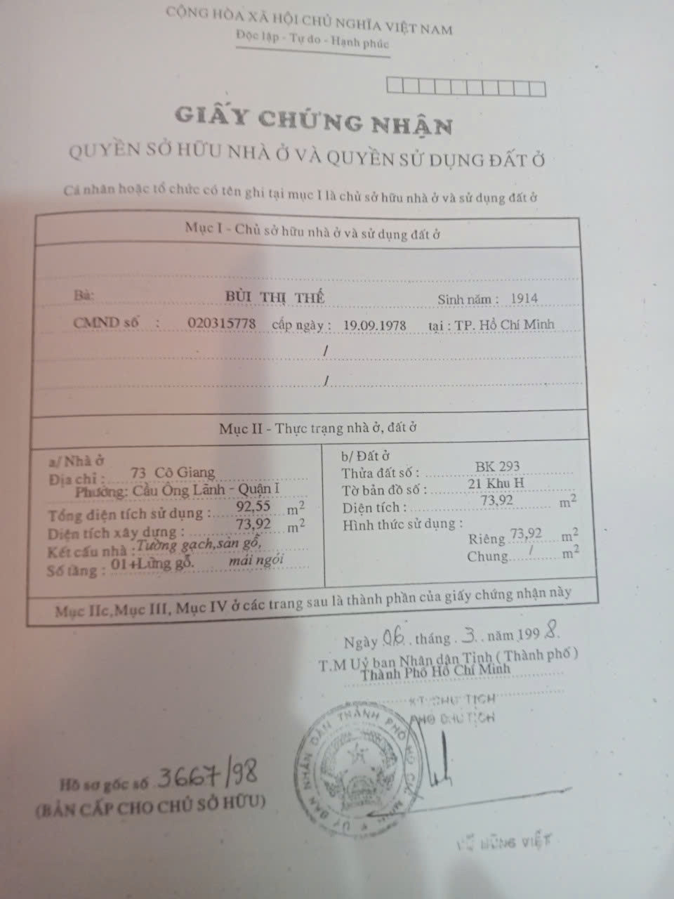 Bán nhà Cô Giang, Phường Cầu Ông Lãnh, Quận 1 – Giá 35 tỷ