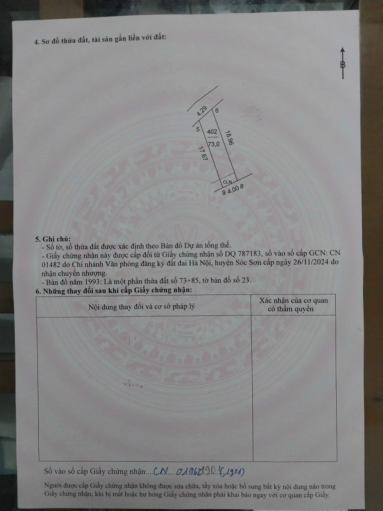 Bán đất 73m² ngang 4,2m giá 2.4 tỷ Xã Nội Bài