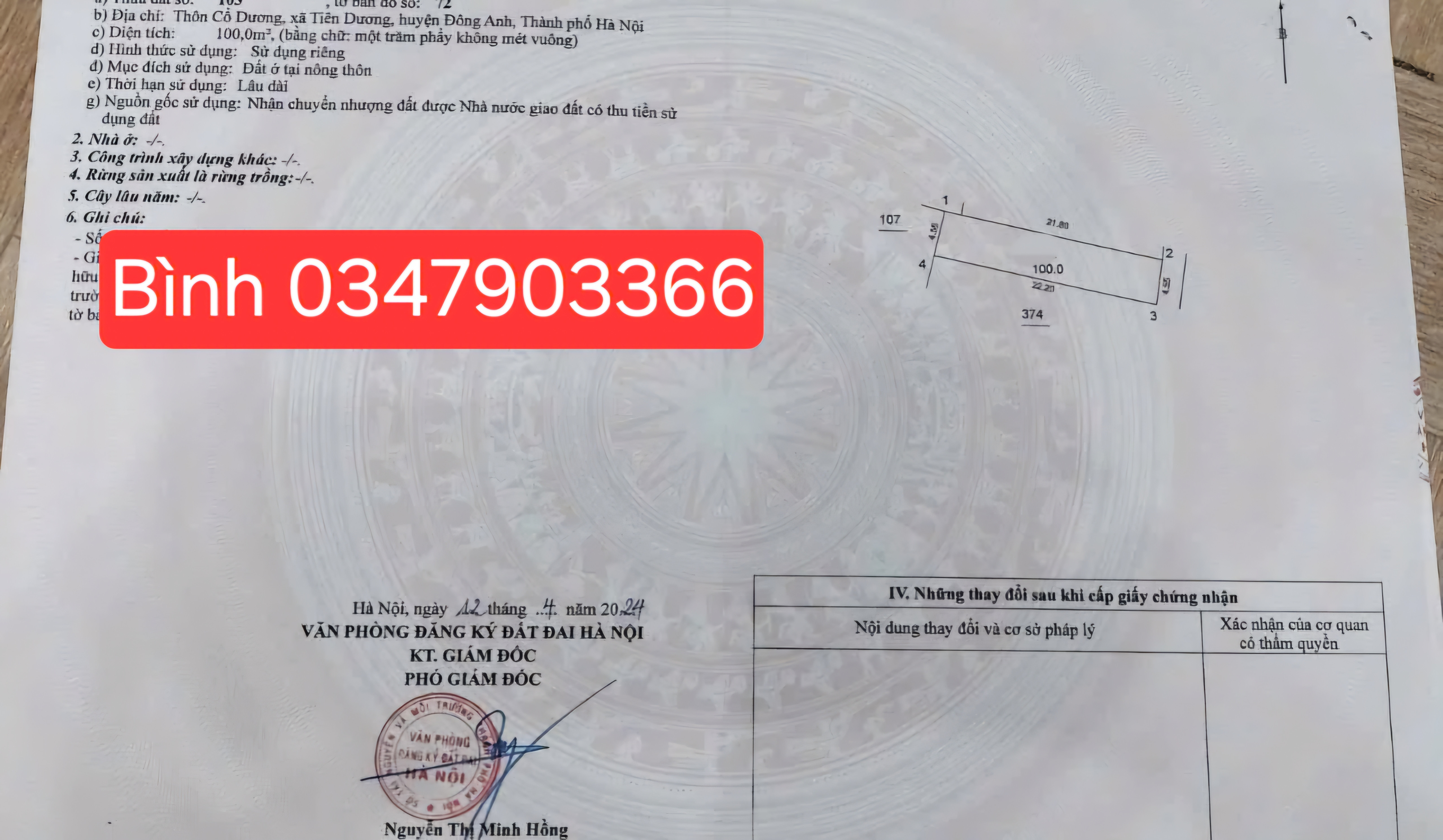 Bán đất 100m² ngang 4.56m giá 7.2 tỷ Xã Phúc Thịnh