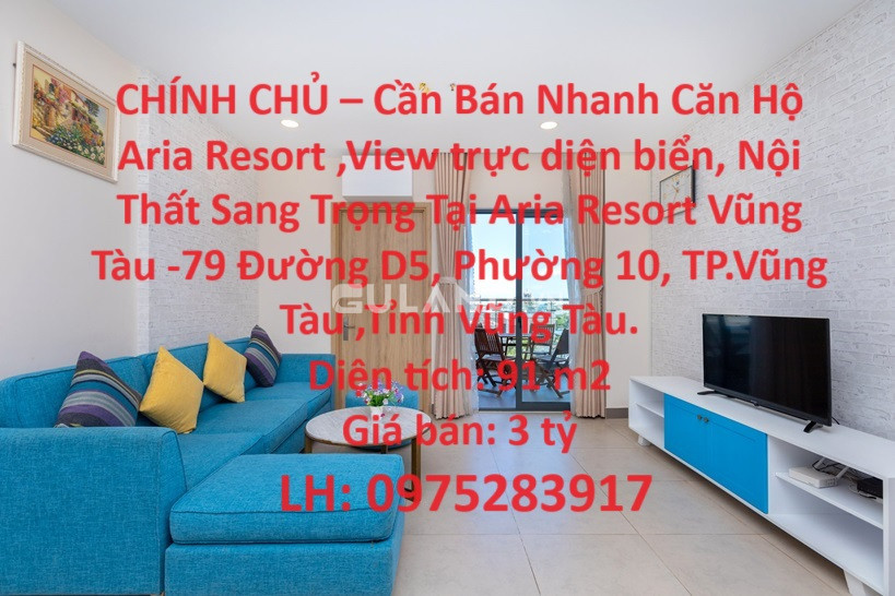 CHÍNH CHỦ – Cần Bán Nhanh Căn Hộ Aria Resort ,View trực diện biển, Nội Thất Sang Trọng Tại Vũng Tàu.