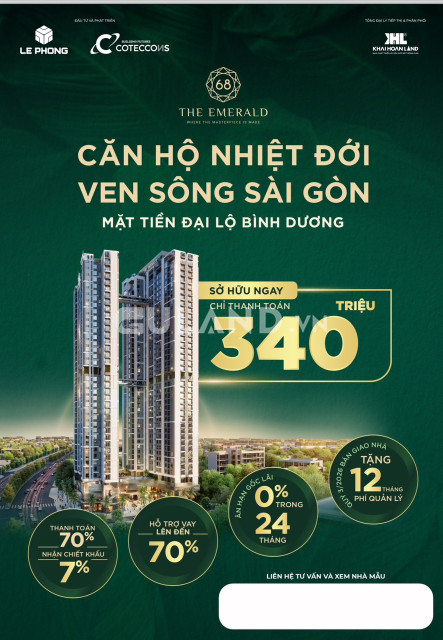 Dự án Căn hộ The Emerald 68 đẳng cấp 5 sao do nhà thầu số 1 Việt Nam xây dựng. Cách tp HCM 1km