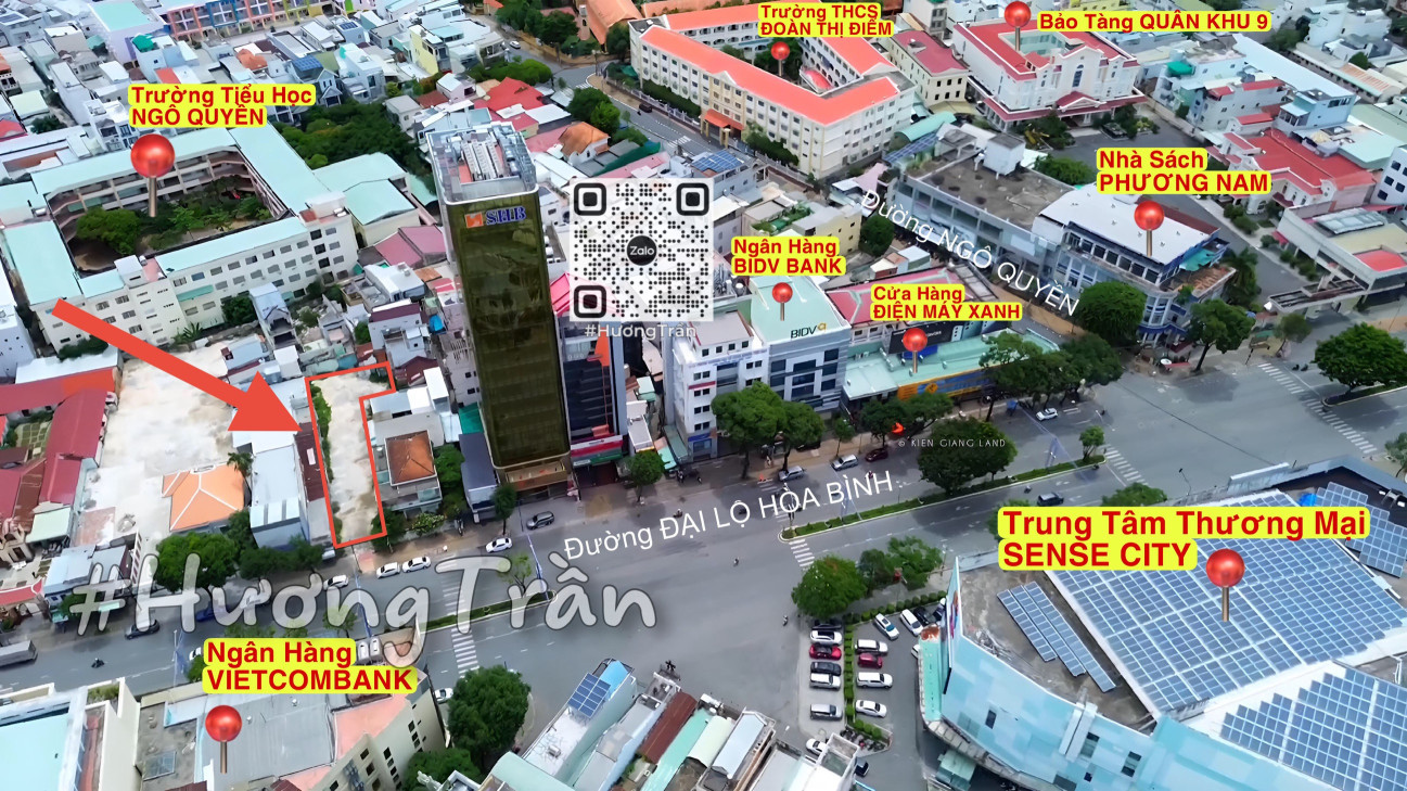 BÁN ĐẤT 423m2 ODT MẶT TIỀN ĐẠI LỘ HOÀ BÌNH (đối diện Vietcombank) và Sense City