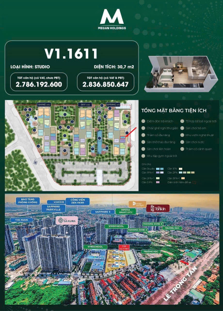 Căn hộ Studio Tòa V1 - DT: 30,7m2 - bàn giao nội thất sang trọng liền tường . Liên hệ ngay em Thủy để biết chi tiết hơn.