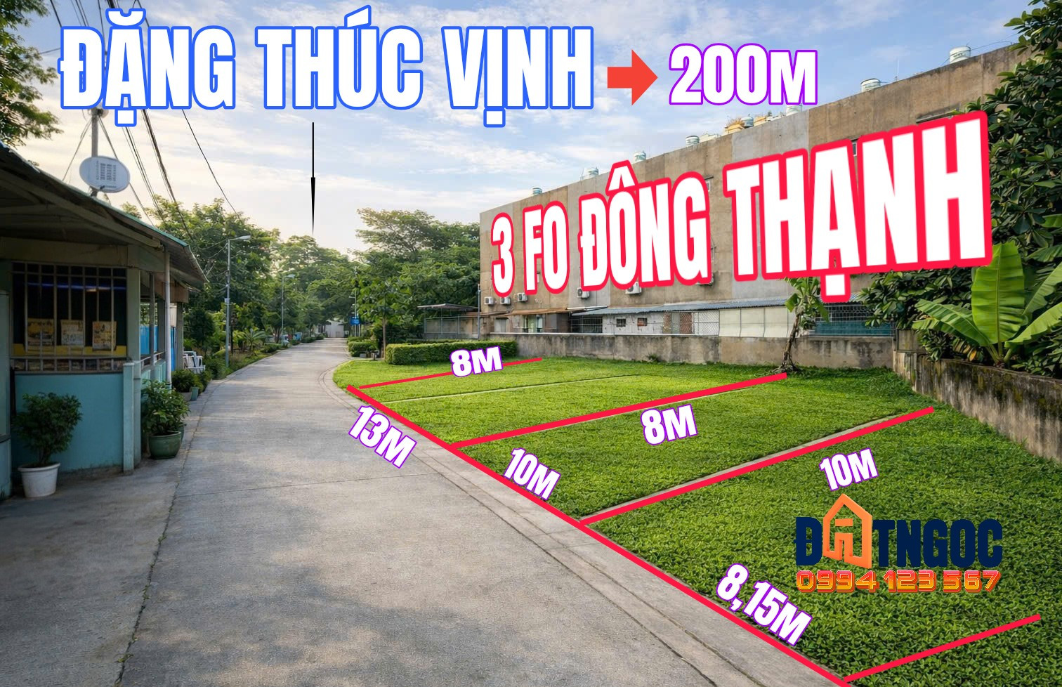 🔴Bán đất 80m² full thổ cư ngang 8m giá 3.5 tỷ tại hẻm Đường Đặng Thúc Vịnh Xã Đông Thạnh nhanh LH 0994 123 567 chọn lựa