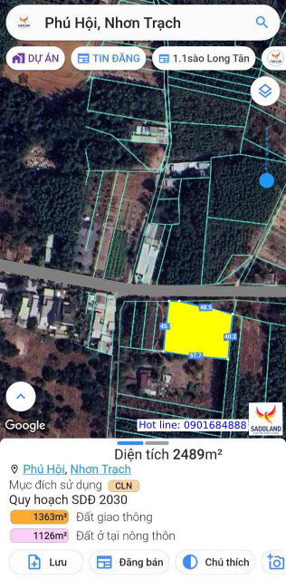 Bán Đất Phú Hội, 2489m² , CLN, Mặt Tiền Đường Nhựa Rộng 57m – Giá 6 Tỷ