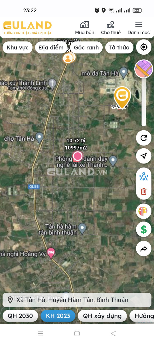 Bán đất sào phủ hồng xã Tân Hà, huyện Hàm Tân