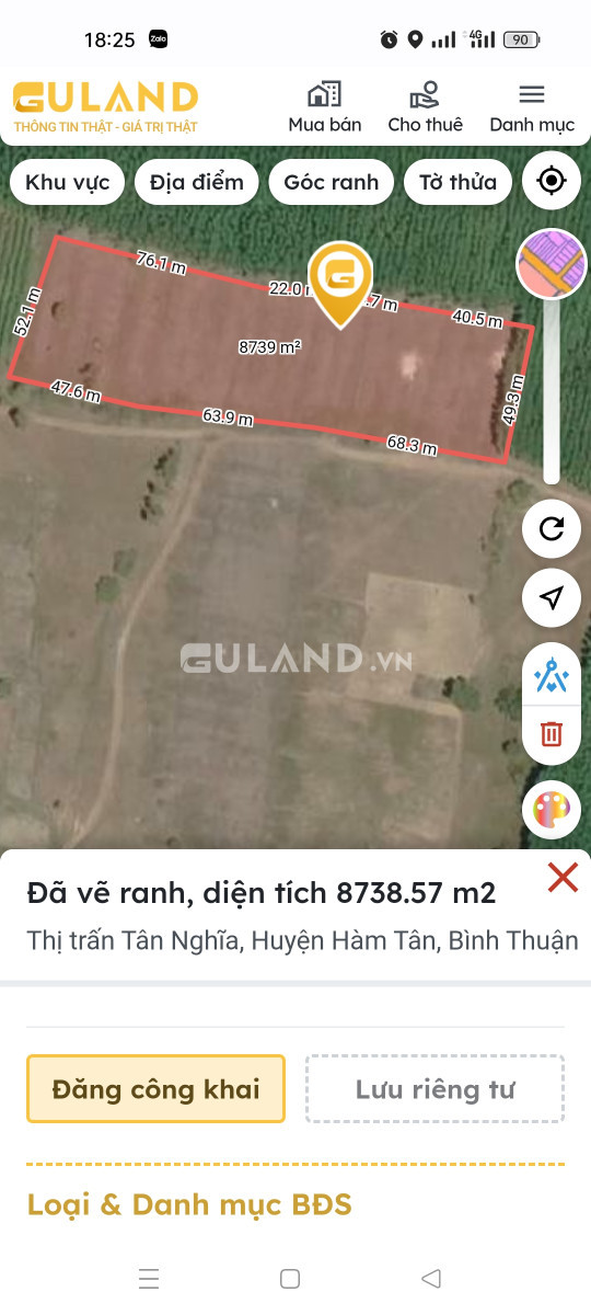 Bán đất nông nghiệp vuông vức, có mặt tiền đường đất dài 180m