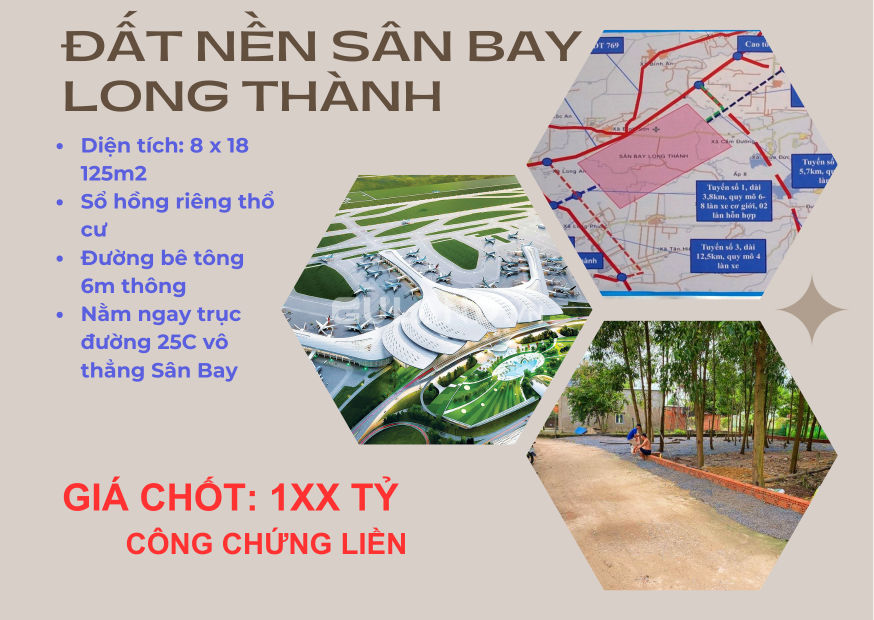 Đất Nền Đường Vô Sân Bay Long Thành 8x18 Giá 1,350 Tỷ Full Thổ Cư