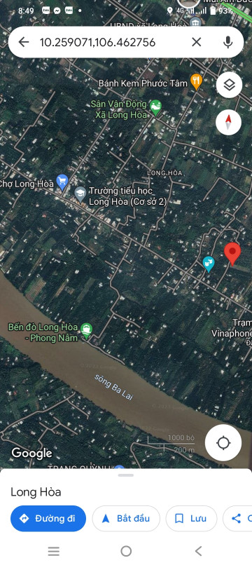 Chính chủ bán đất Long Hoà, nền 2 mt đường, 134m2 có 50m2 thổ cư, gần KCN Phú Thuận, Bình Đại