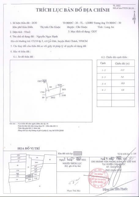 Bán Nhà riêng 55m² thổ cư 55m² giá 1.99 tỷ tại Đường Đh 11 Thị trấn Cần Giuộc Huyện Cần Giuộc Long An