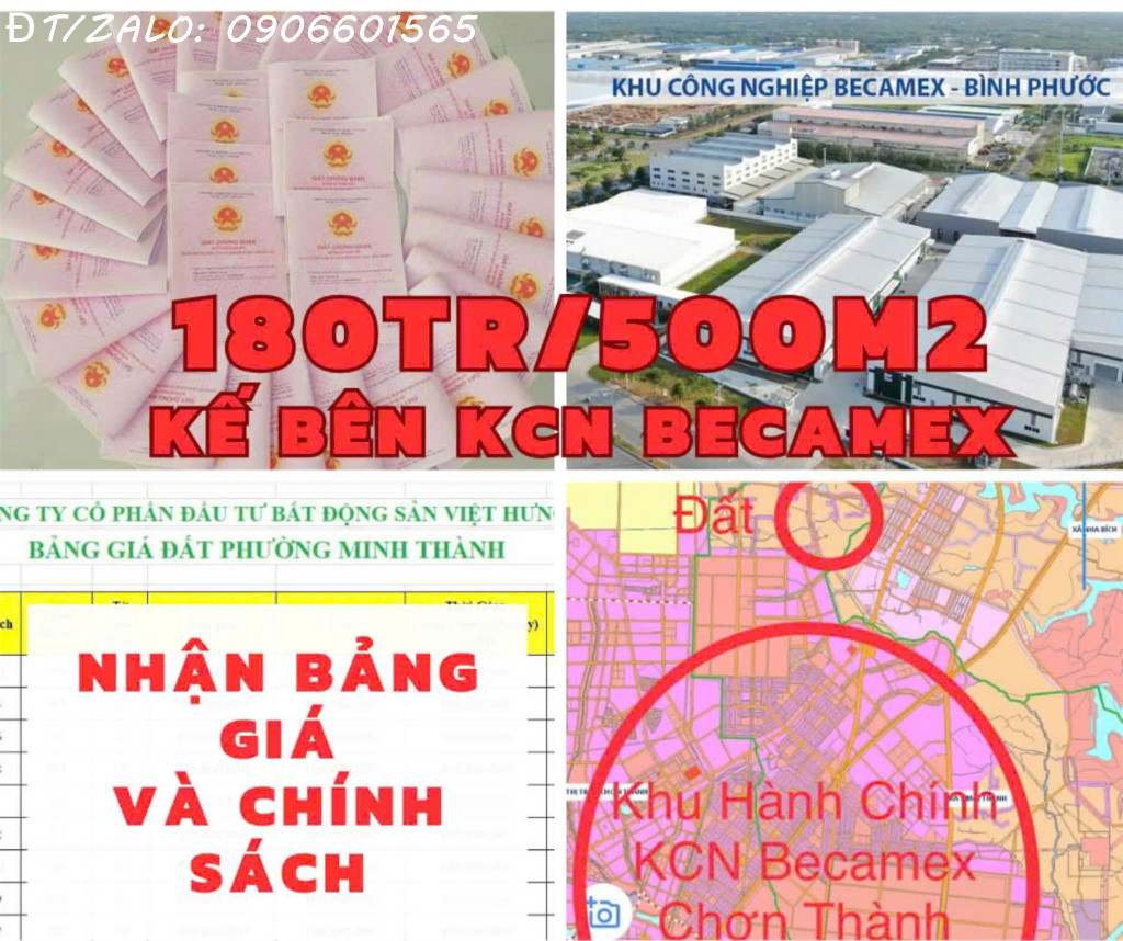 Bán Đất sổ Sẵn Ngay KCN Becamex Bình Phước Giá Chỉ 960 Nghìn/m2.Đừờng DH01. Phường Minh Thành, Kp5, Thị xã Chơn Thành, Tỉnh Bình Phước