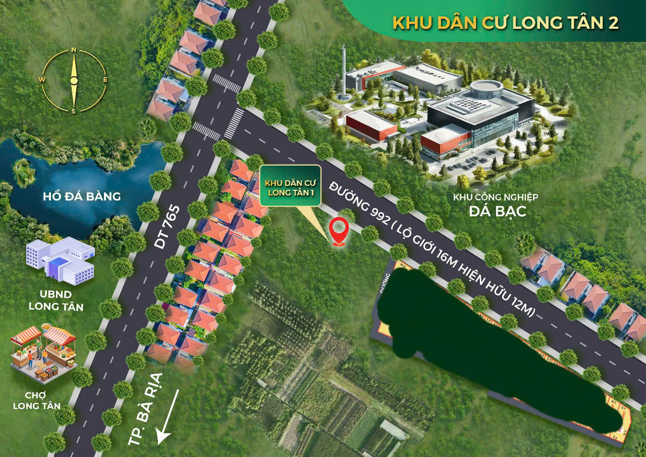 Bán rẻ 113 m2 Đất mặt tiền 12m KCN Đá Bạc tại xã Long Tân, huyện Đất Đỏ, tỉnh BRVT có 80m2 thổ cư.