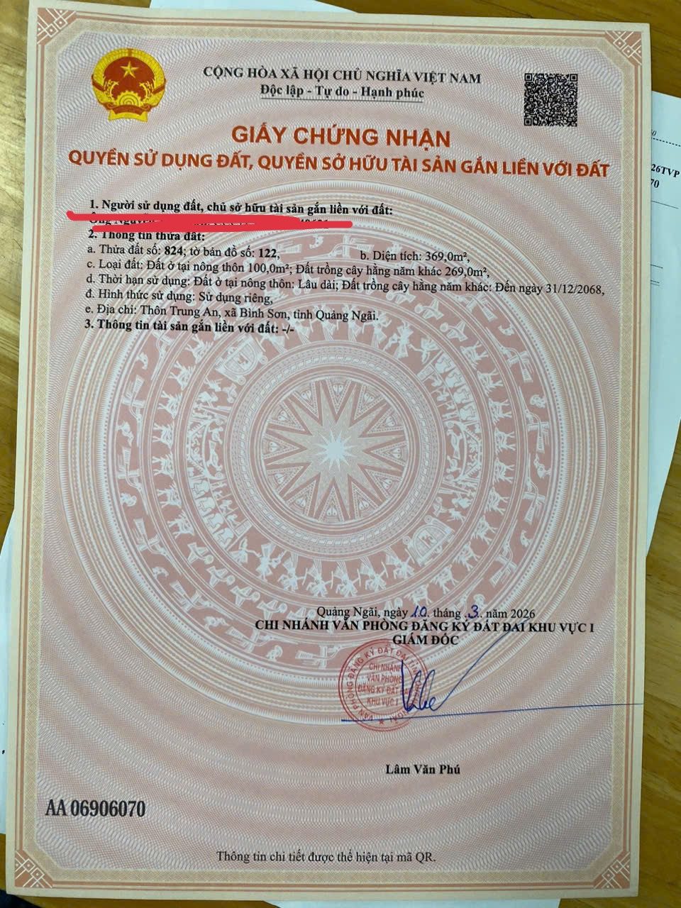 Bán lô đất ở bình sơn