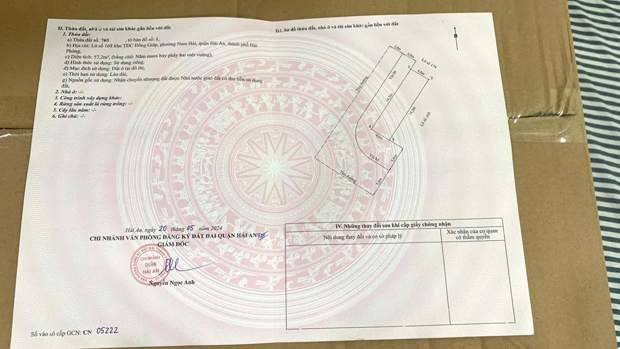 bán lô đất TĐC(lô góc mặt đường trục chính 21m ) Đồng giáp -nam hải -hải an -hải phòng