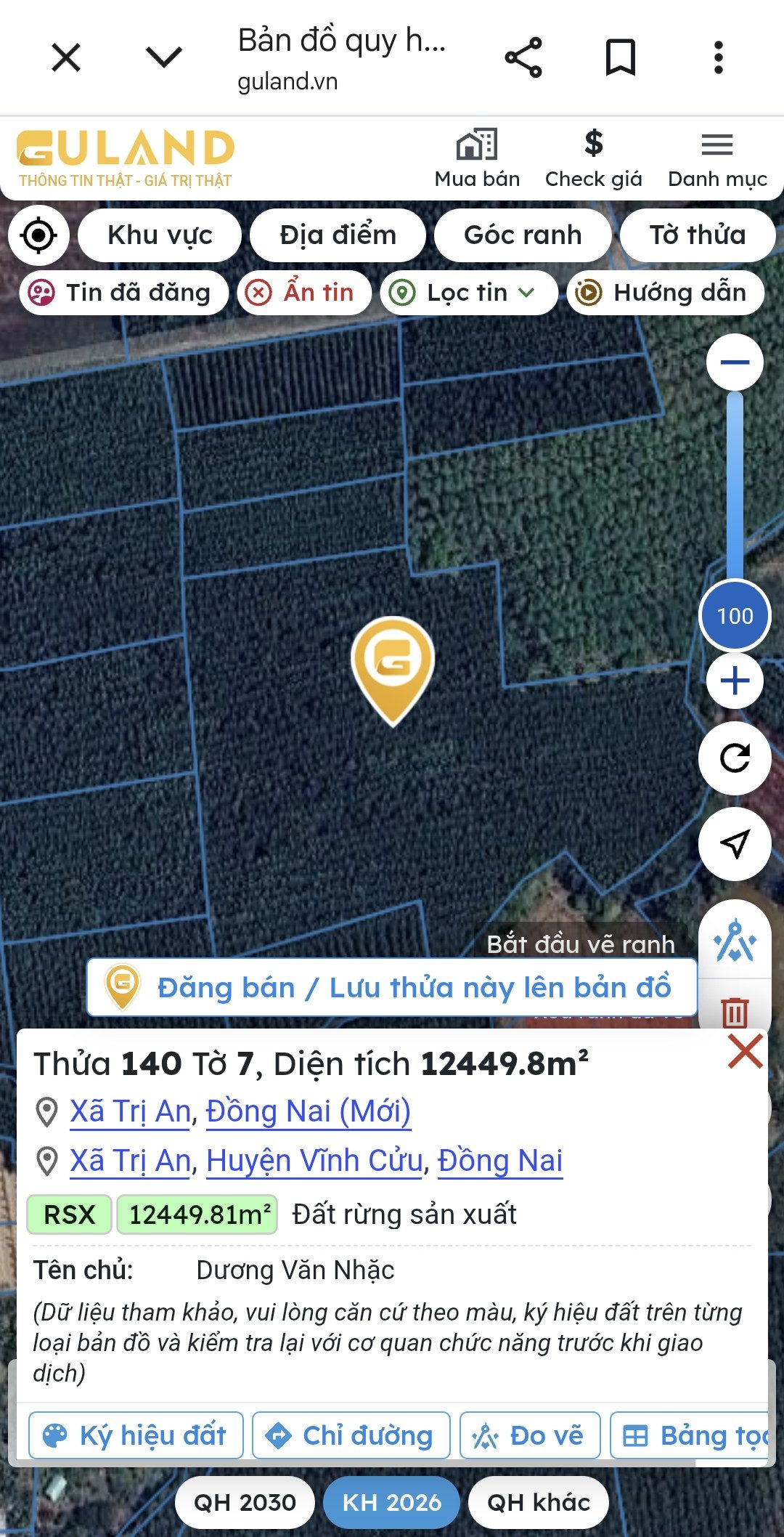 Bán đất 12449.8m² ngang 140m giá 8.5 tỷ tại Xã Trị An