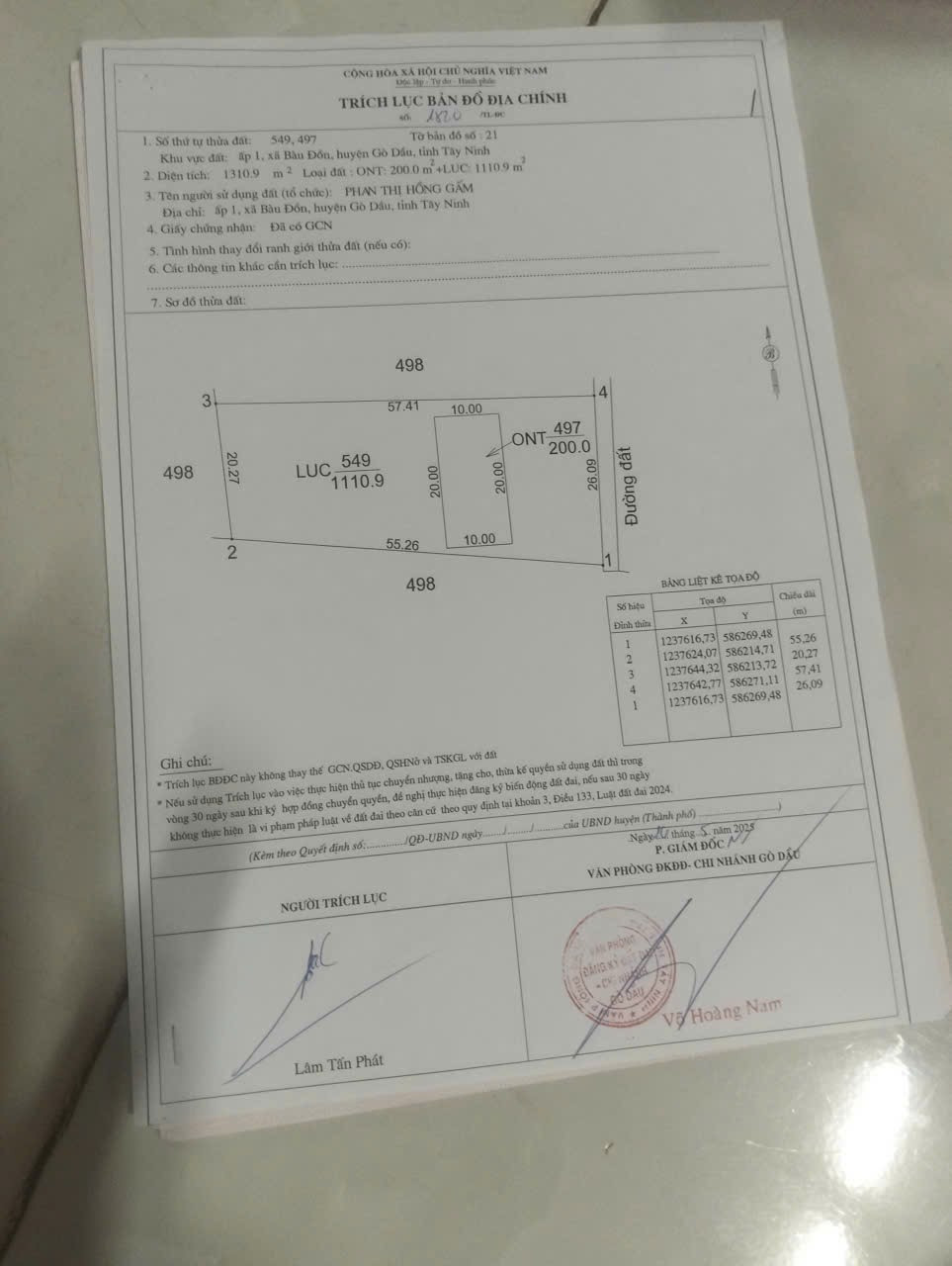 Bán đất 1307.5m² ngang 26m giá 1.4 tỷ Xã Truông Mít