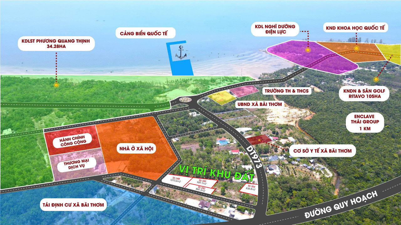 bán lô đất 4tr/m2 bãi thơm phú quốc DT 1000m2 mặt đường DT 973 083 2865 116