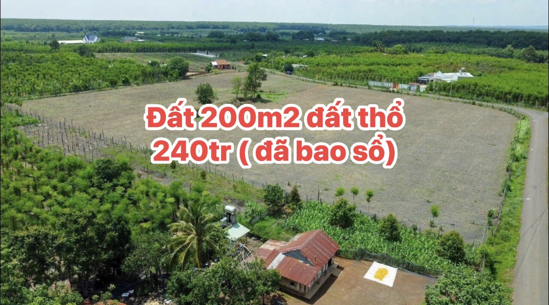 Cần bán gấp 200m2, đất thổ cư giá bao sổ 240tr