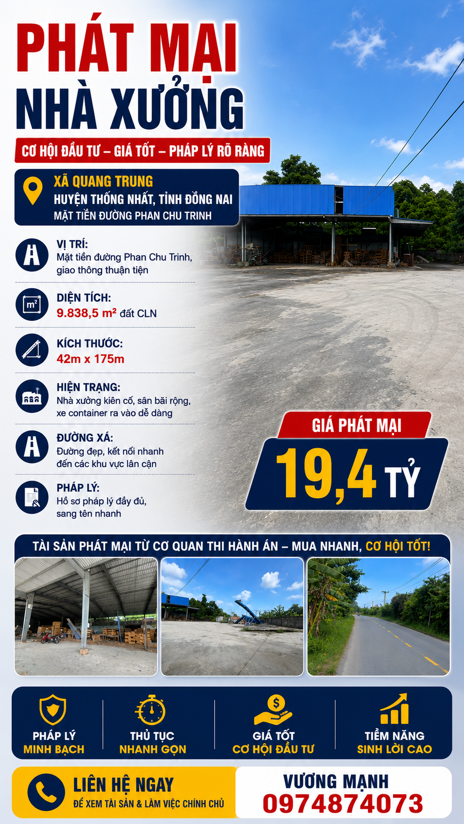 PHÁT MẠI NHÀ XƯỞNG XÃ QUANG TRUNG, HUYỆN THỐNG NHẤT, ĐỒNG NAI
