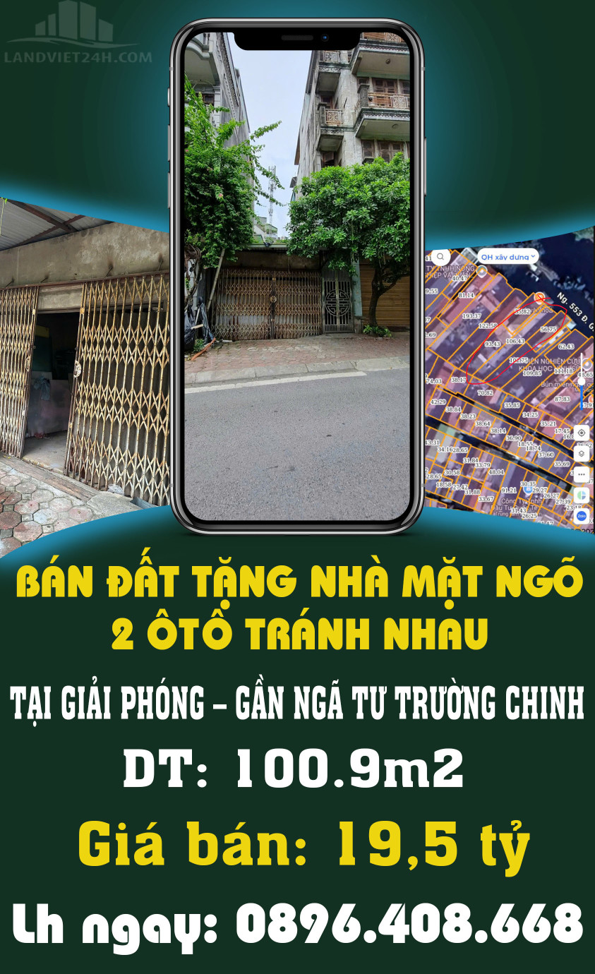 CHÍNH CHỦ BÁN ĐẤT TẶNG NHÀ MẶT NGÕ 2 ÔTO TRÁNH NHAU TẠI GIẢI PHÓNG – GẦN NGÃ TƯ TRƯỜNG CHINH