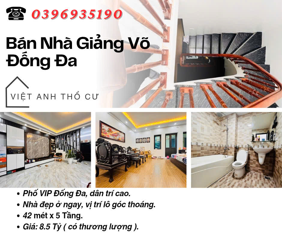 Bán nhà Phố Giảng Võ, Vị Trí Lô Góc, Sổ Đỏ Chính Chủ, 42mx5T, Giá: 8.5 Tỷ, Lh: 0396935190.