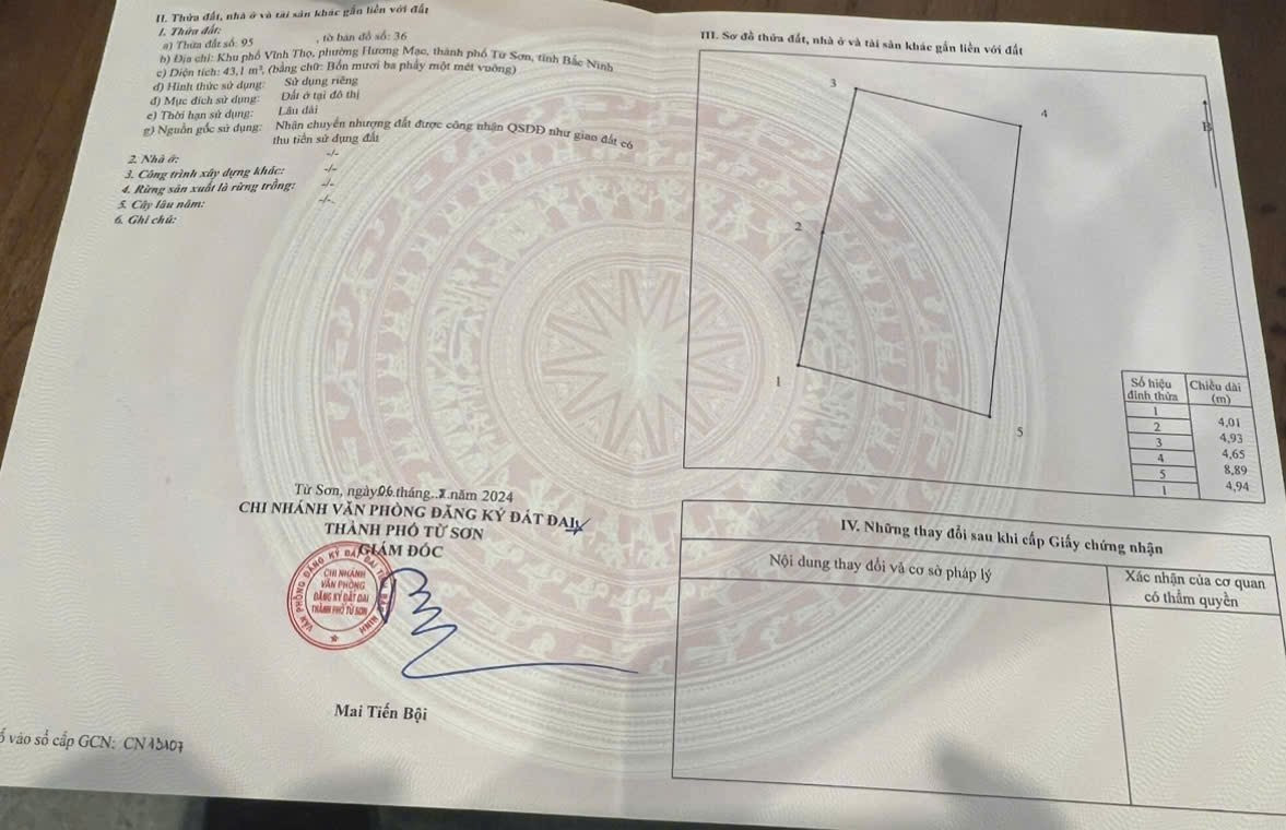 Bán đất 43.1m² ngang 4,6m giá 1.4 tỷ Phường Phù Khê