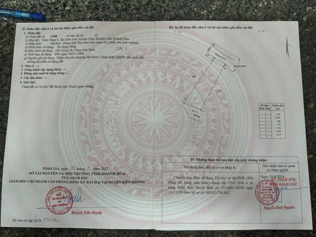 BÁN LÔ ĐẤT MẶT TIỀN GÒ ĐẠI – DIÊN SƠN (DIÊN ĐIỀN). lH 0938161427