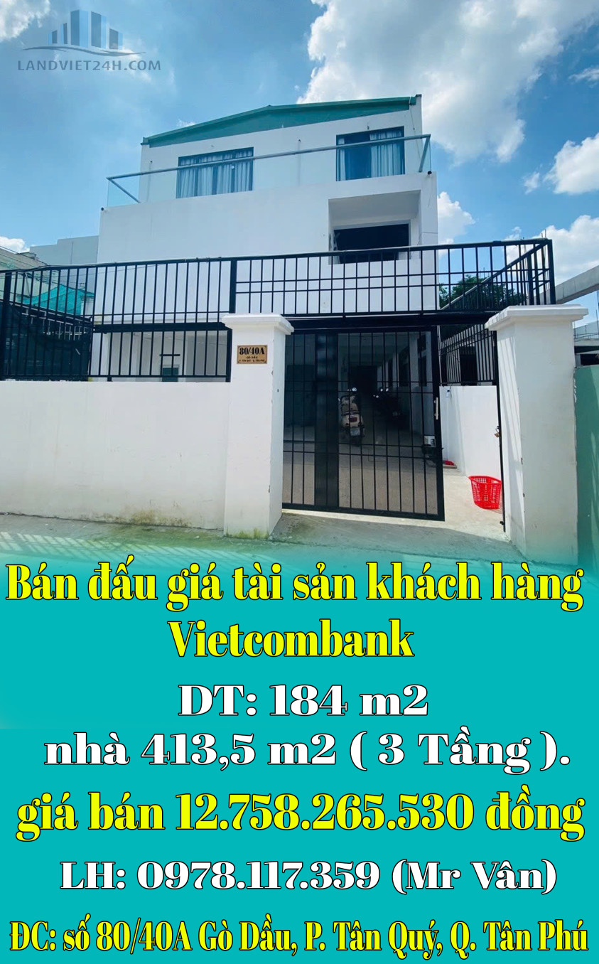 Bán đấu giá tài sản khách hàng Vietcombank, Đất 184 m2