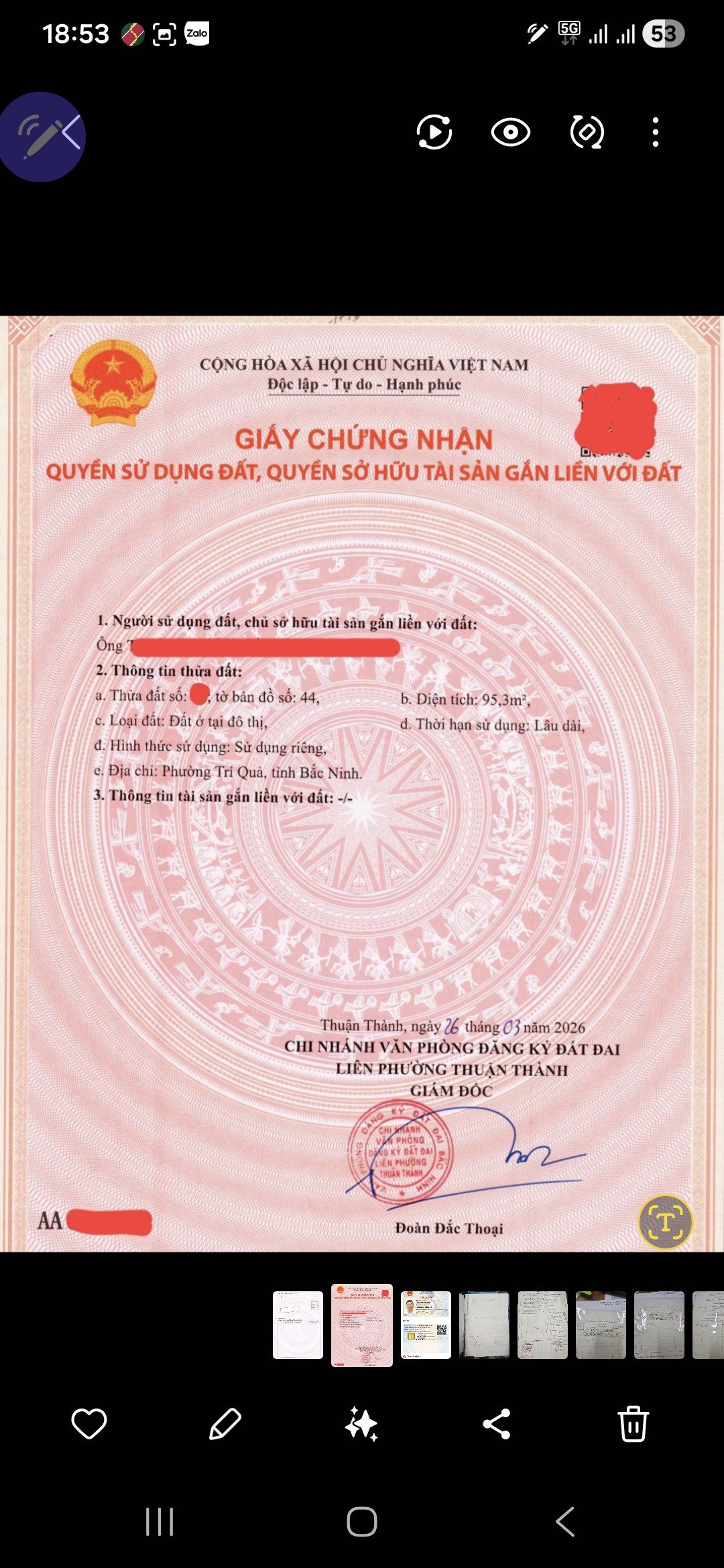 Cần bán lô đất, giá hợp lý, cách chợ Dâu 130m, cách Đường quốc lộ 17,ngã tư cầu Dâu 150m, cách Chùa Dâu 350m.