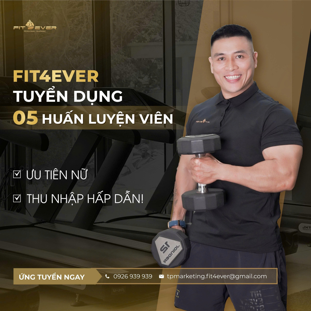 FIT4EVER CHIÊU MỘ PT (ƯU TIÊN NỮ) ĐAM MÊ & CHUYÊN NGHIỆP