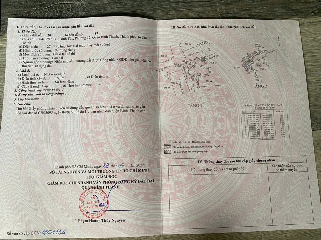 cần bán nhà hẻm bùi đình túy 304/12/16 phường 12 quận bình thạnh