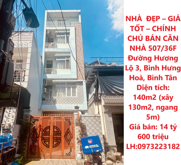 NHÀ  ĐẸP – GIÁ TỐT – CHÍNH CHỦ BÁN CĂN NHÀ 507/36F Đường Hương Lộ 3, Bình Hưng Hoà, Bình Tân