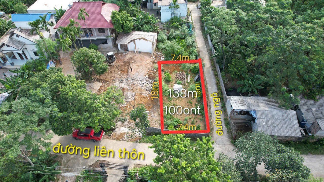 BÁN GẤP LÔ ĐẤT 2 MẶT TIỀN LƯNG TỰA NÚI CÓ DT 138m2 (100m2 ONT) GIÁ CHỈ VÀI TRĂM TRIỆU