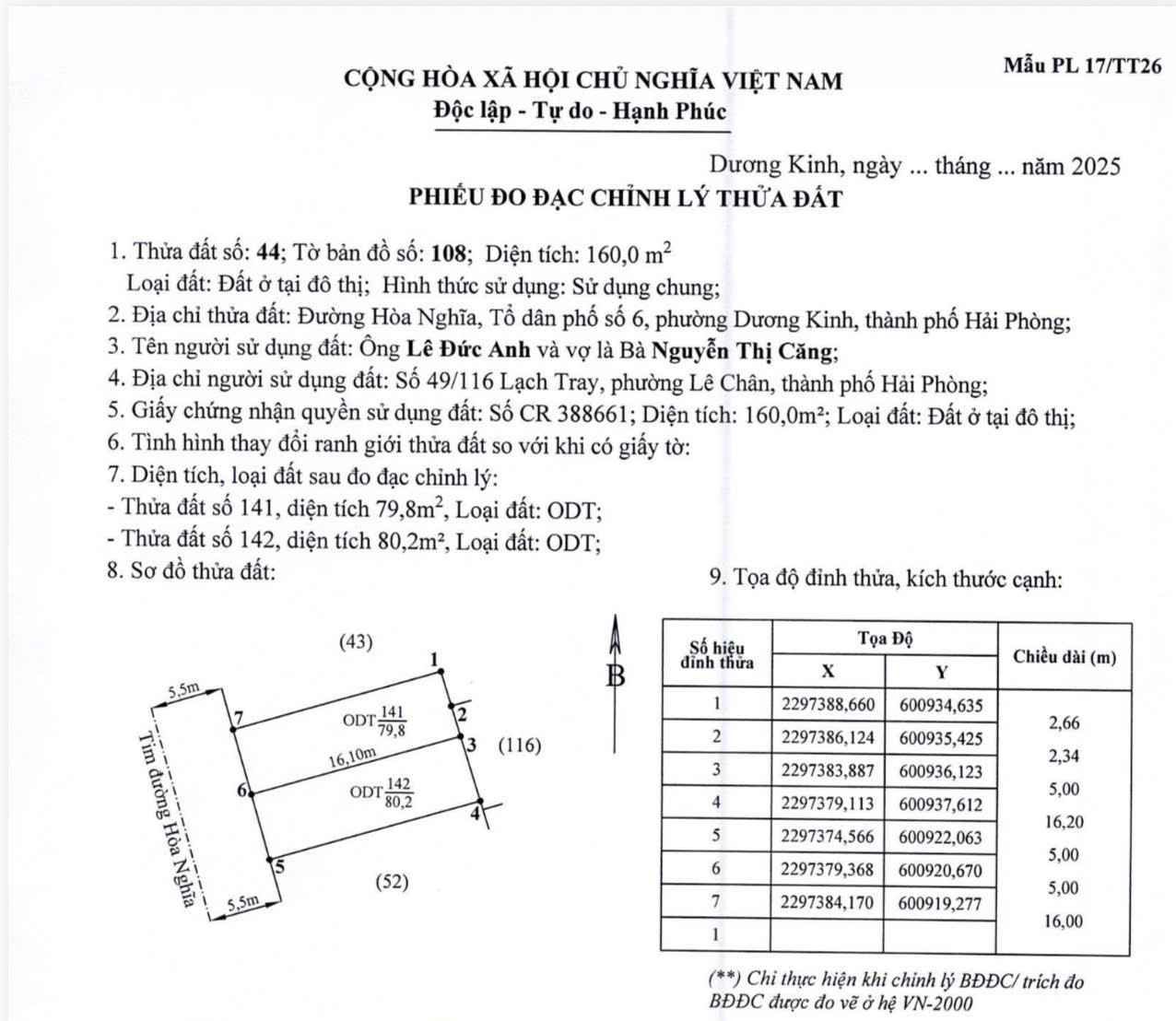 Bán đất 80m² full thổ cư ngang 5m giá 2.8 tỷ tại Đường Hòa Nghĩa Phường Dương Kinh