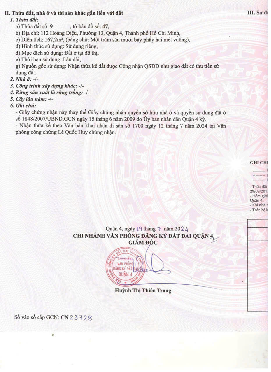 Bán nhà 112 Hoàng Diệu, P. 12, Q. 4 – Giá 28 tỷ