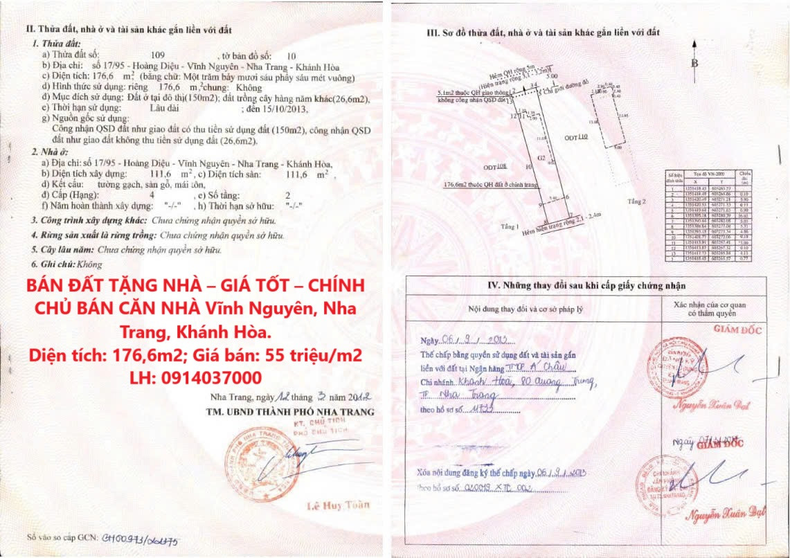 BÁN ĐẤT TẶNG NHÀ – GIÁ TỐT – CHÍNH CHỦ BÁN CĂN NHÀ Vĩnh Nguyên, Nha Trang, Khánh Hòa.