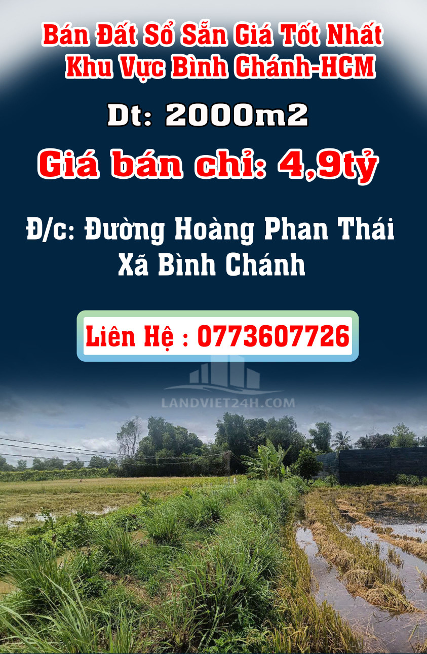 Chính Chủ Bán Đất Sổ Sẵn Giá Tốt Nhất Khu Vực Bình Chánh-HCM