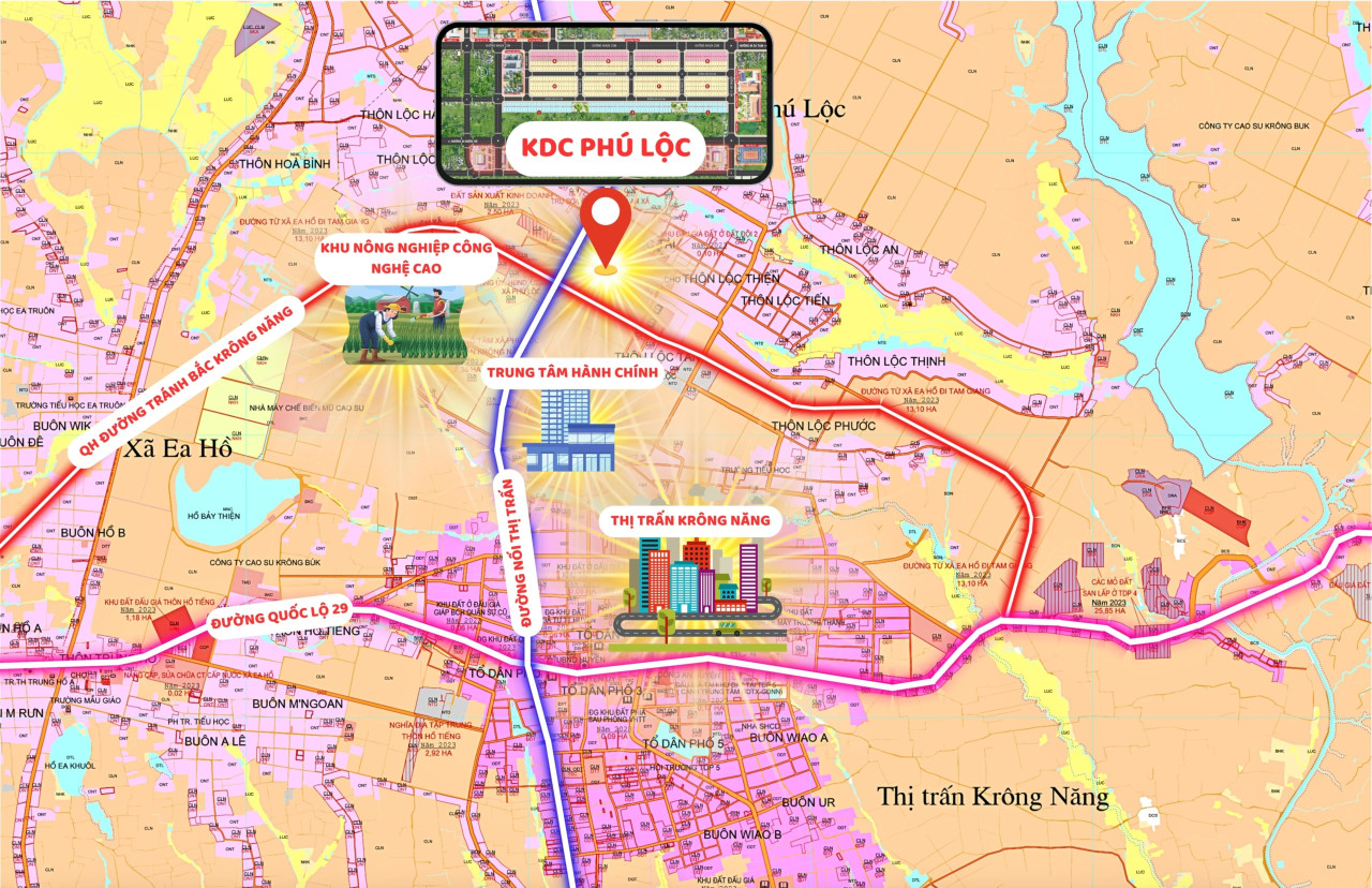 Đầu tư vào lô đất cạnh trung tâm hành chính mới huyện Krong Năng