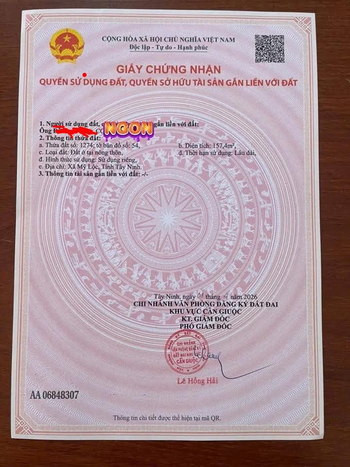 Bán Gấp Đất Thổ Cư, Đối Diện Trường Tiểu Học Phước Lâm 3, DT 157m2, 950 Triệu