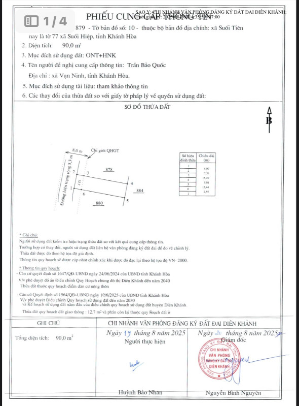 Bán đất - Suối Tiên - Diên Khánh ( nay là xã Suối Hiệp ) - Dt : 90m2 và 115m2, ngang 10m full đất thổ cư - Đường bê tông 5m. Khu dân cư đông , cách HL39 chỉ 100m