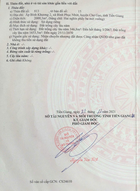 ĐẤT ĐẸP - ĐẦU TƯ SINH LỜI - Chính Chủ Cần Bán Đất Xã Bình Phục Nhứt, Chợ Gạo, Tiền Giang