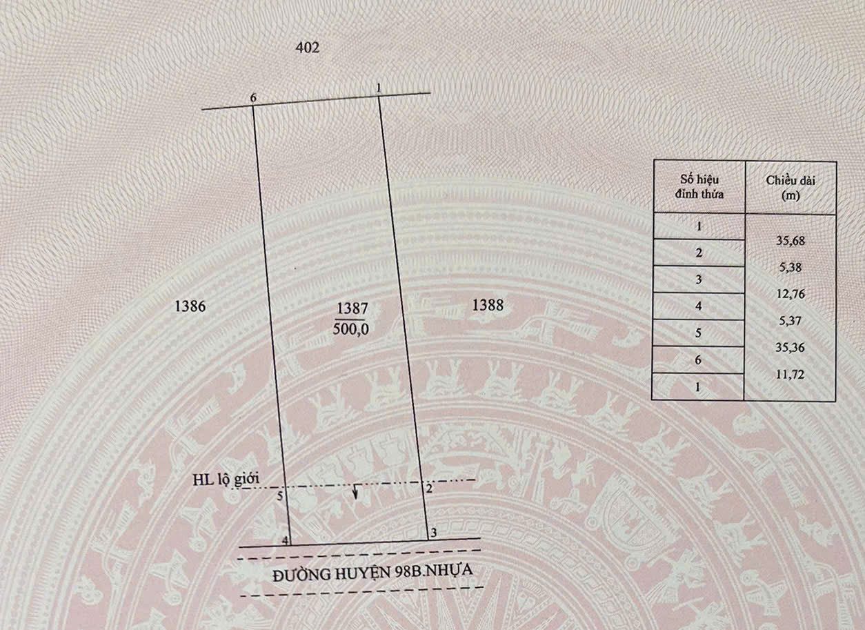 BÁN ĐẤT MẶT TIỀN ĐƯỜNG HUYỆN 98B, PHƯỜNG BÌNH XUÂN, 500M² – GIÁ 5,85 tỷ