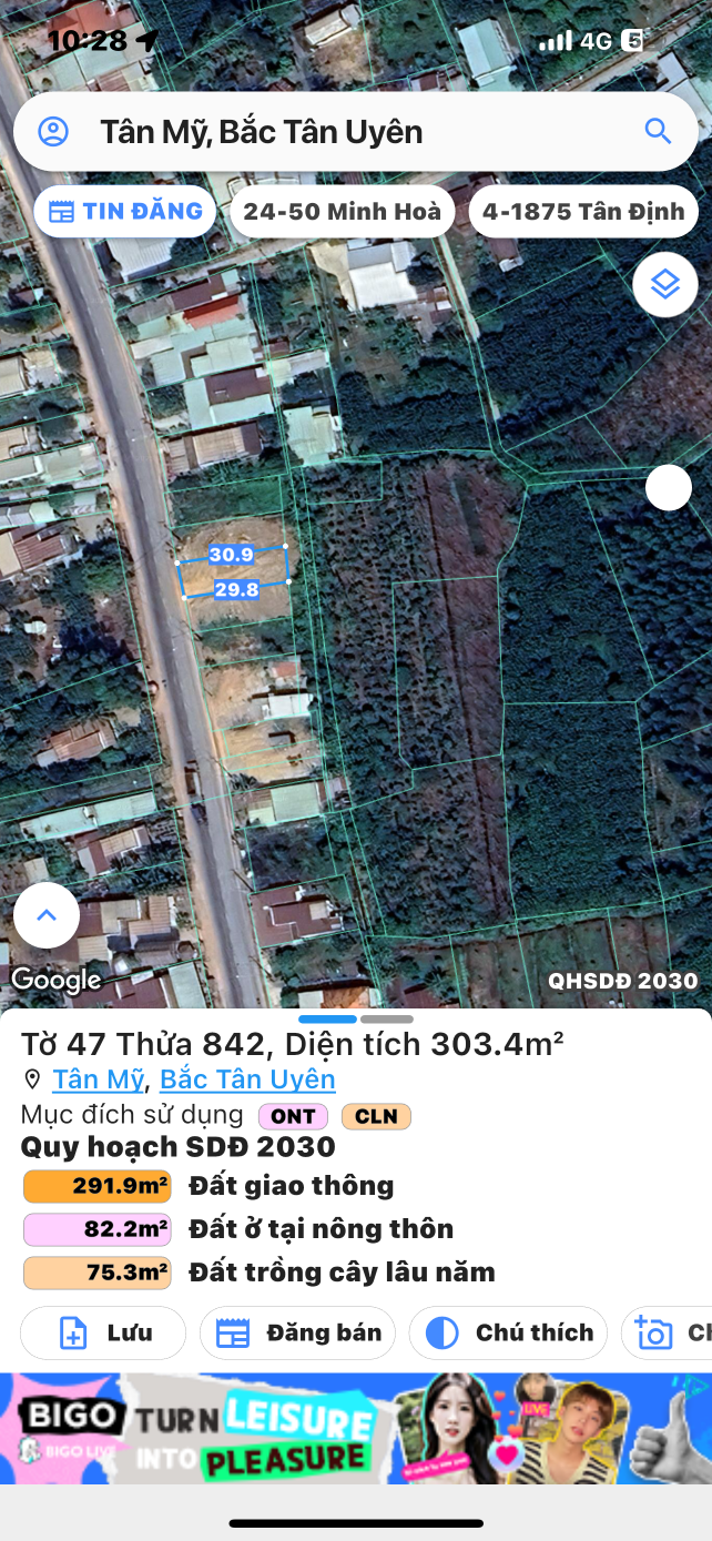 Cần Bán MTD ĐT746 Tân Mỹ, Bắc Tân Uyên