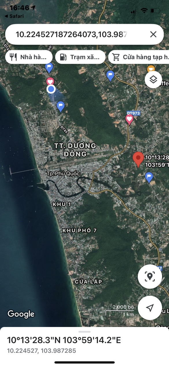 Bán bán  đất thương mại dịch vụ 274.9m² , giá 1.9 tỷ tại đường khu phố 5, Xã Cửa Dương, Thành phố Phú Quốc, Kiên Giang