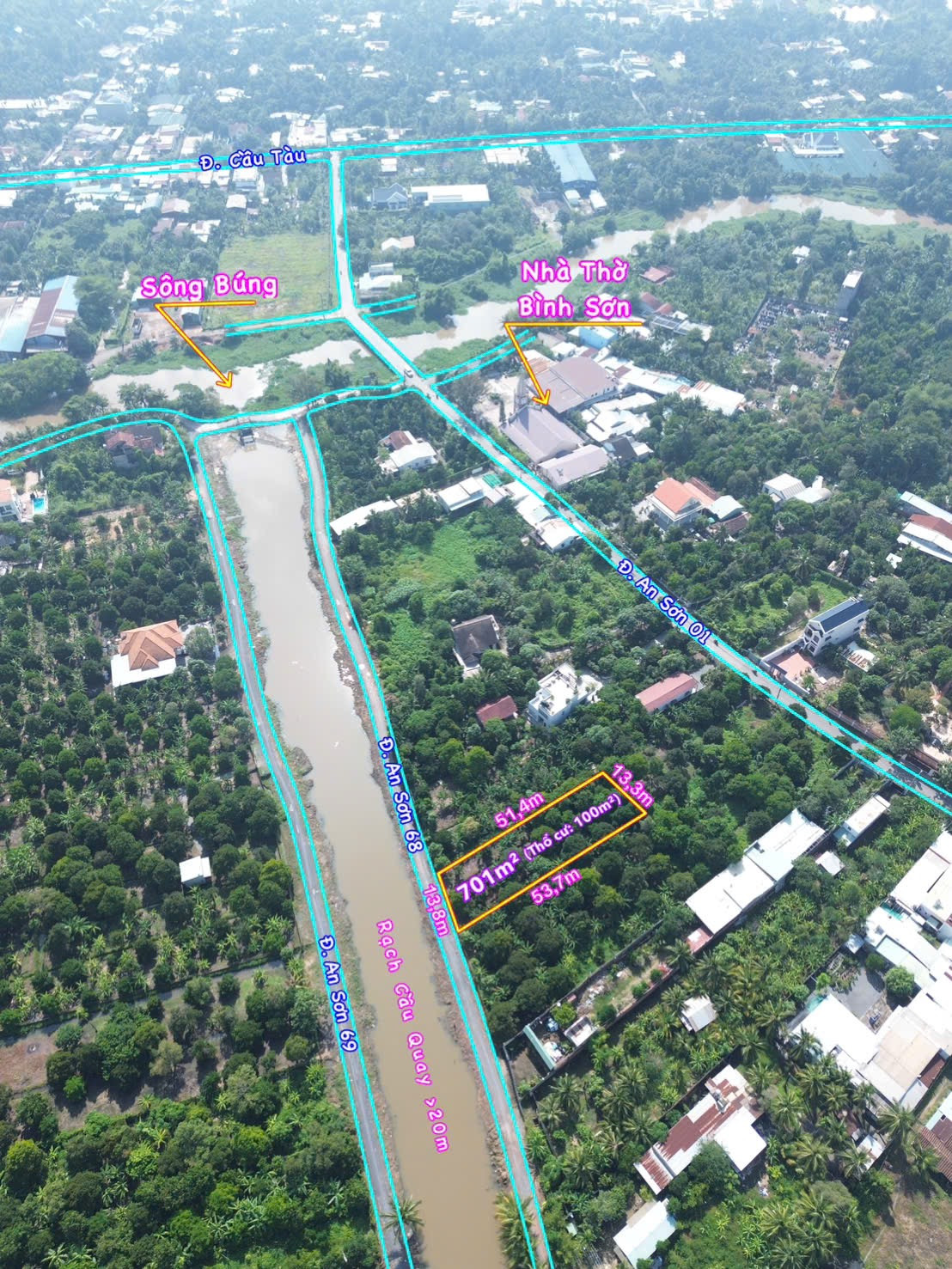 Bán Vườn Măng Cụt View rạch Cầu Quay - An Sơn, Cách Nhà thờ Bình Sơn chỉ 300m
