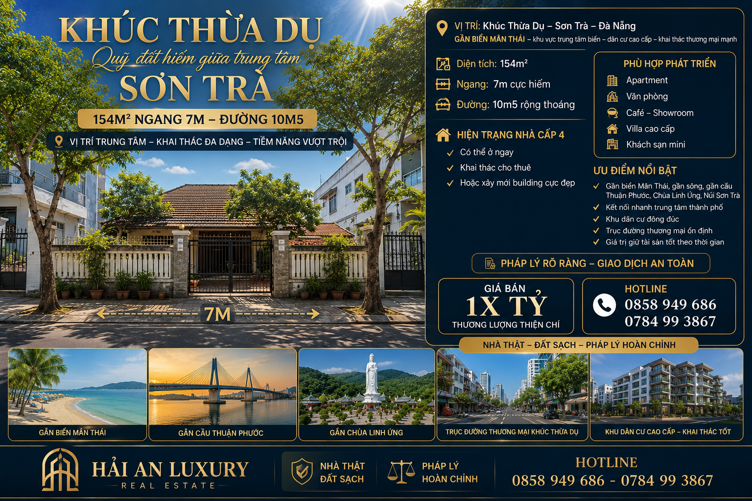 KHÚC THỪA DỤ – QUỸ ĐẤT 154M² NGANG 7M HIẾM GIỮA TRUNG TÂM SƠN TRÀ